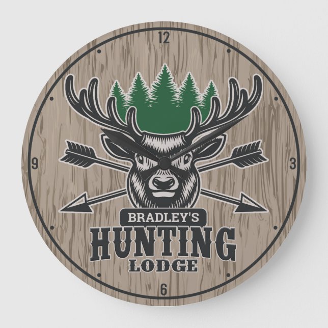 Grande Horloge Ronde Personnalité de Deer Elk Hunter Bow Hunting (Recto)