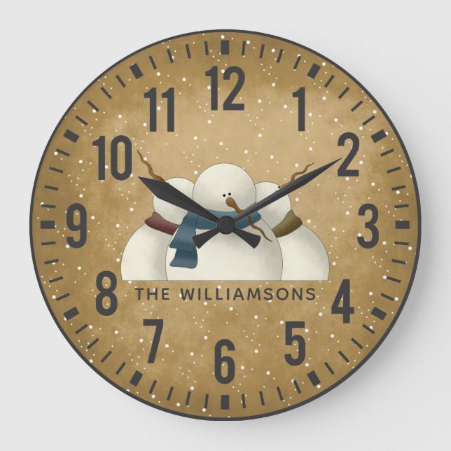 Grande Horloge Ronde Personnalité de Snowmen Christmas (Recto)