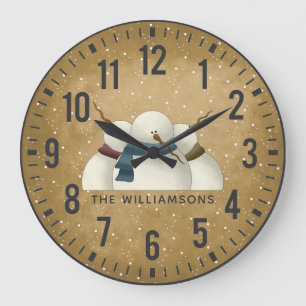 Grande Horloge Ronde Personnalité de Snowmen Christmas