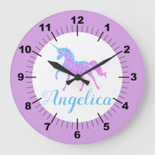 Grande Horloge Ronde Personnalité du Colorful Unicorn