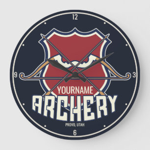 Grande Horloge Ronde Personnalized Archery Sports Recurve Bow Arrow