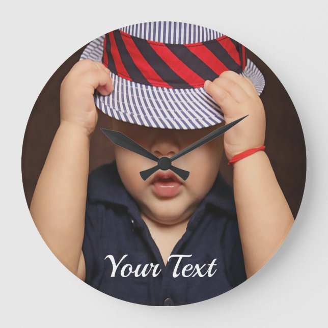 Grande Horloge Ronde Personnalized Baby Photo Acrylic Wall Clock (Recto)