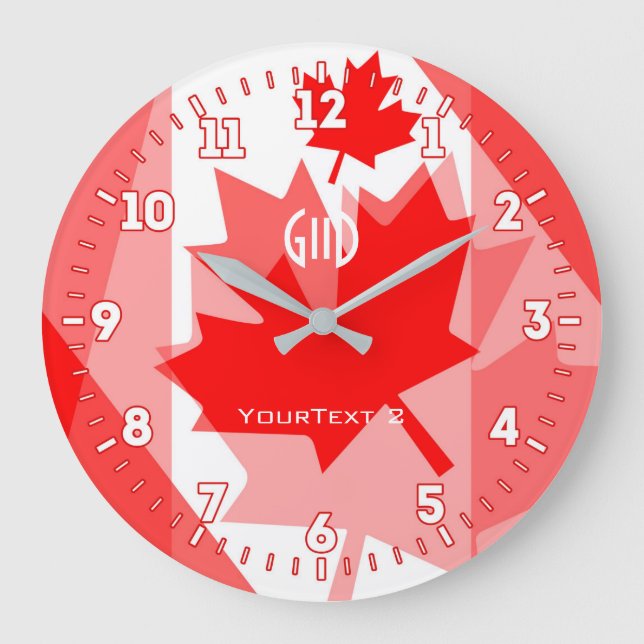 Grande Horloge Ronde Personnalized Canadian Spirit Graphic Design on a (Recto)