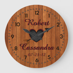 Grande Horloge Ronde Personnalized Country Style Faux-Wood Wall Clock