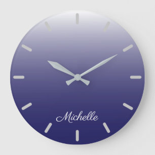 Grande Horloge Ronde Personnalized gradient ombre navy blue