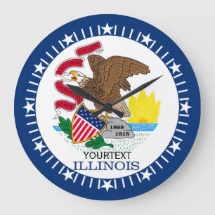 Grande Horloge Ronde Personnalized Illinois