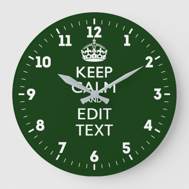 Grande Horloge Ronde Personnalized Keep Calm And Have Your Text on Gree (Recto)