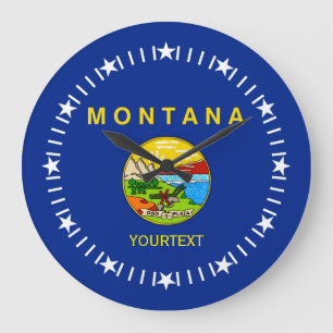 Grande Horloge Ronde Personnalized Montana State Flag Design on a