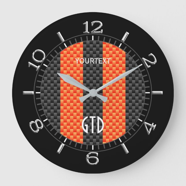 Grande Horloge Ronde Personnalized Orange Carbon Style Racing (Recto)