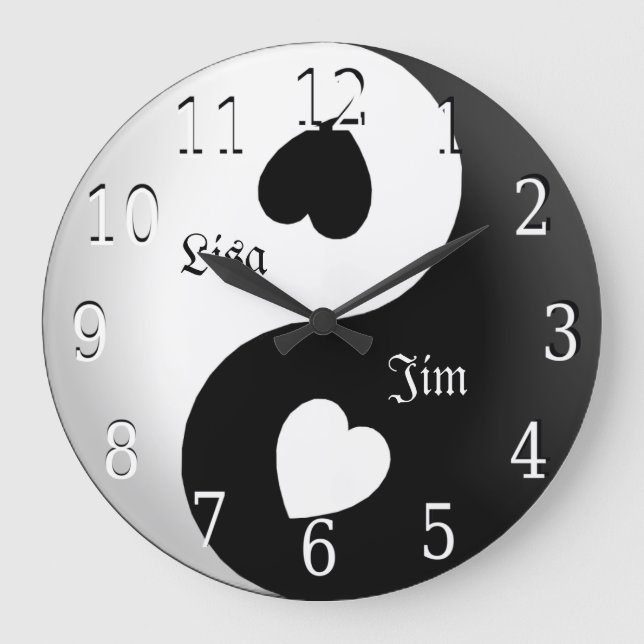 Grande Horloge Ronde Personnalized Yin Yang Love Clock (Recto)
