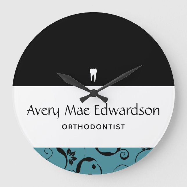 Grande Horloge Ronde Personnel du bureau dentaire Pro Damask (Recto)