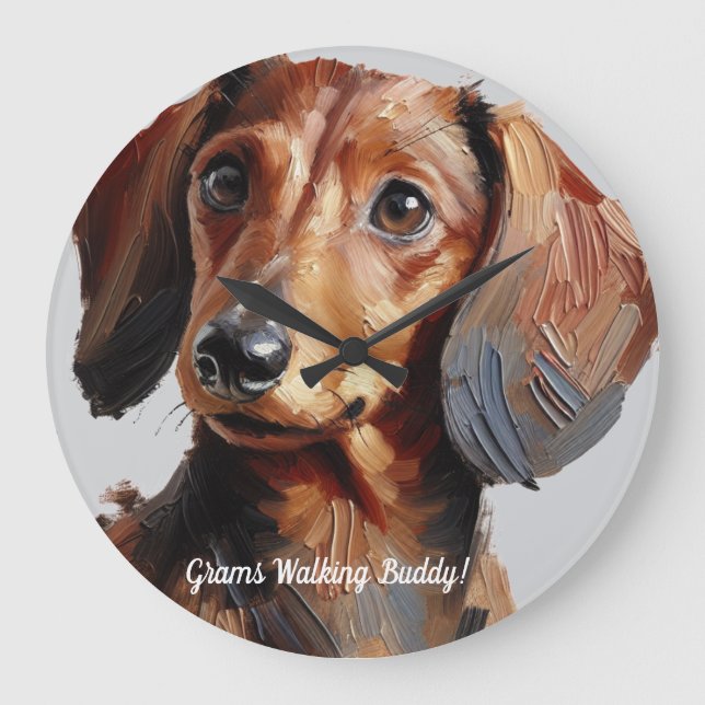 Grande Horloge Ronde Pet Dachshund Personnaliser l'horloge murale (Recto)