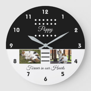 Grande Horloge Ronde Pet memorial chat noir blanc ajouter des photos