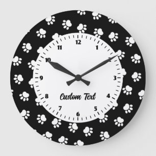 Grande Horloge Ronde Pet Paws Pattern Large Clock