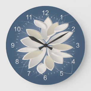 Grande Horloge Ronde pétales de pierre blanche