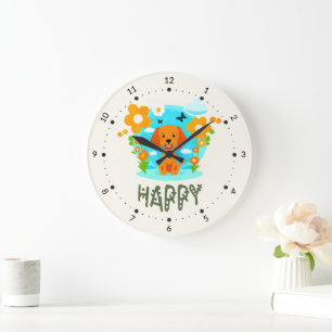 Grande Horloge Ronde Petit chien mignon