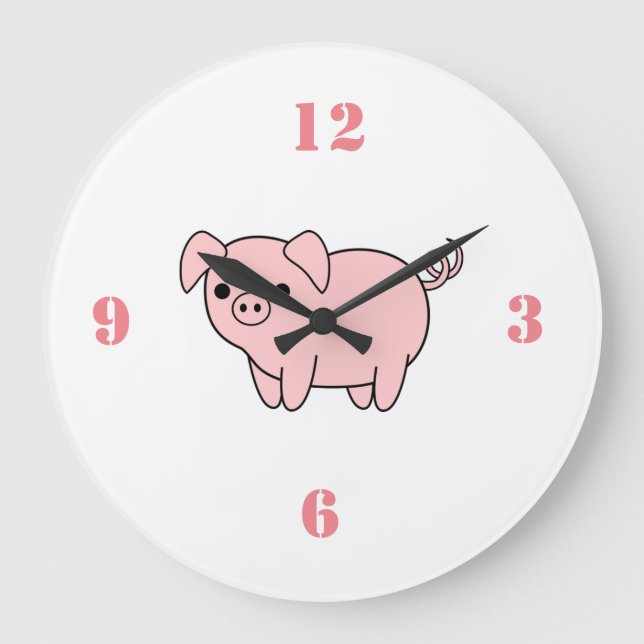 Grande Horloge Ronde petit cochon rose (Recto)