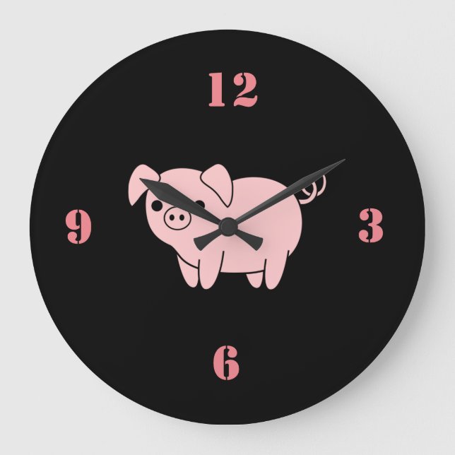 Grande Horloge Ronde petit cochon rose (Recto)
