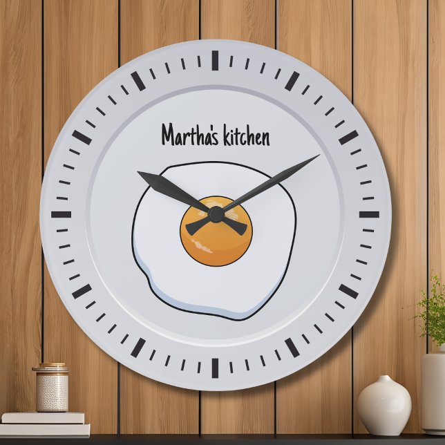 Grande Horloge Ronde Petit-déjeuner Omelette personnalisé - décor cuisi (Créateur téléchargé)