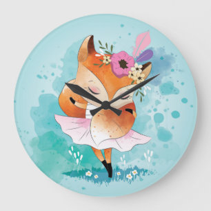 Grande Horloge Ronde Petit Fox mignon