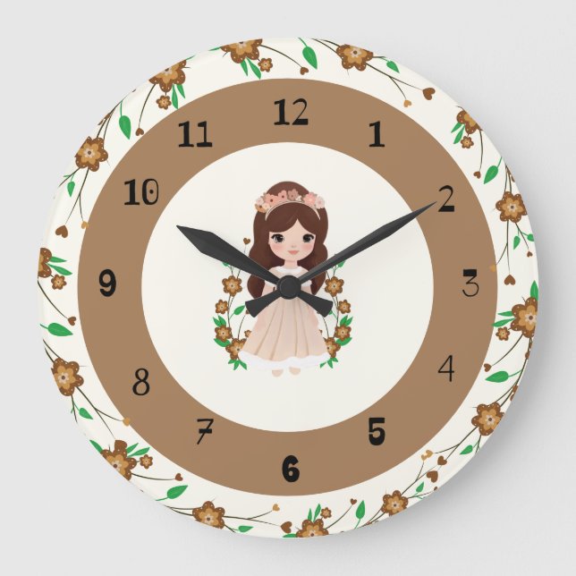 Grande Horloge Ronde Petite fille aux fleurs (Recto)