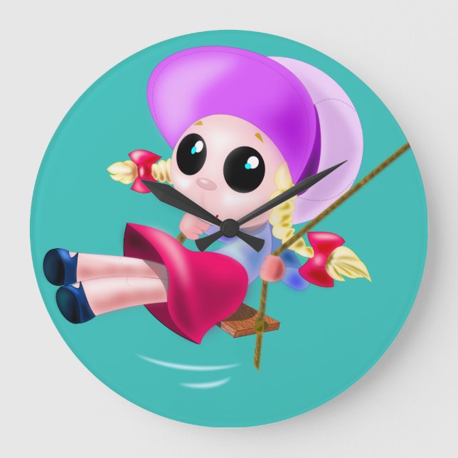 Grande Horloge Ronde Petite fille en train de se balancer (Recto)