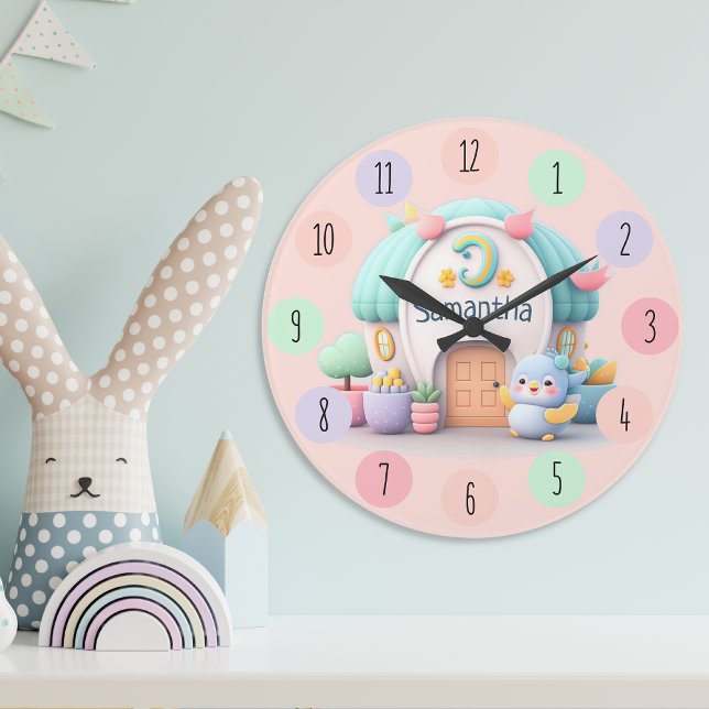 Grande Horloge Ronde Petite maison avec dragon et fille NOM (Créateur téléchargé)