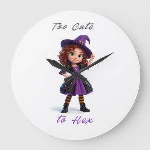 Grande Horloge Ronde Petite Sorcière Fille de Sortilèges et Étincelles 