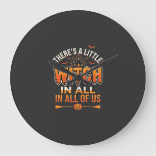 Grande Horloge Ronde Petite Sorcière Halloween Sorcière Conception de T