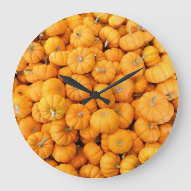Grande Horloge Ronde Petits Citrouilles de récolte de automne orange (Recto)