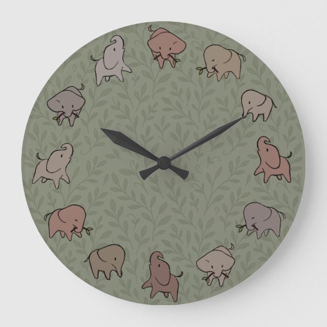 Grande Horloge Ronde Petits éléphants (Recto)