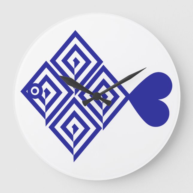 Grande Horloge Ronde Pez azul abstracto (Recto)