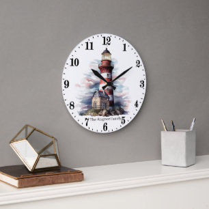 Grande Horloge Ronde Phare de plage mignon amateurs ajoutent nom 