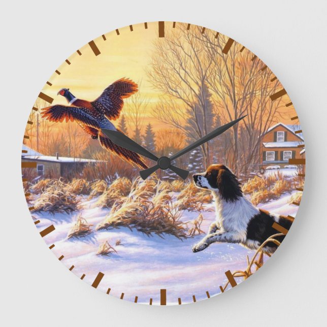 Grande Horloge Ronde Pheasant Encouragé À Prendre Le Vol (Recto)