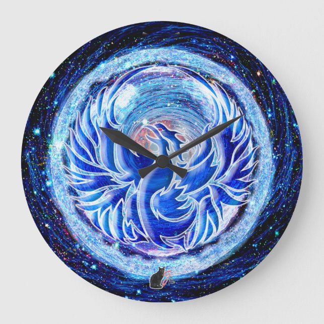 Grande Horloge Ronde Phoenix bleu (Recto)