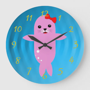 Grande Horloge Ronde Phoque de marionnette