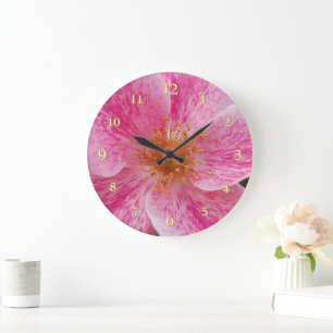 Grande Horloge Ronde Photo À Rose Simple Rose Et Blanc