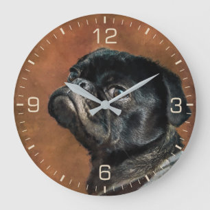 Grande Horloge Ronde Photo Black Carlin Dog