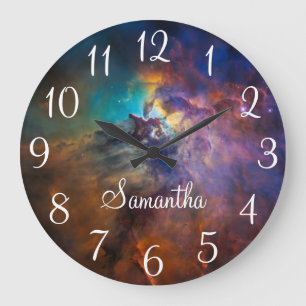 Grande Horloge Ronde Photo Céleste Lagune Nébuleuse Personnalisé