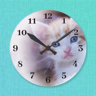 Grande Horloge Ronde Photo Classy Bold Black Numbers Family