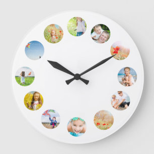 Grande Horloge Ronde Photo Collage mural cadenas avec vos images