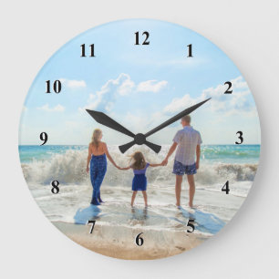 Grande Horloge Ronde Photo Custom Unique Your Own Design Personalized