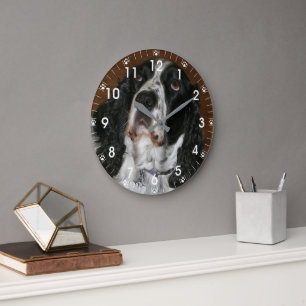Grande Horloge Ronde Photo d'animal de compagnie English Springer Spani