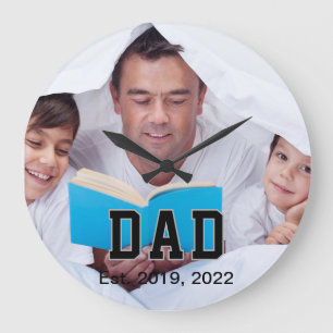Grande Horloge Ronde Photo de cadeau établi pour papa vintage