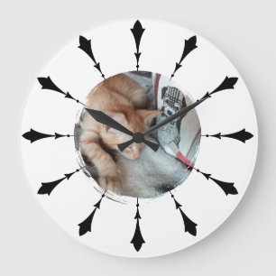 Grande Horloge Ronde Photo de chat, humour, remplaçable, Rond