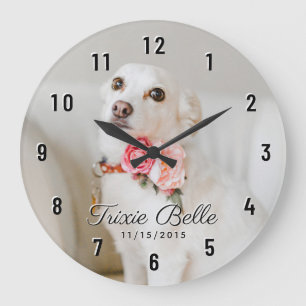 Grande Horloge Ronde Photo de chien personnalisée