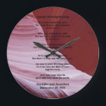 Grande Horloge Ronde Photo de Clock Custom<br><div class="desc">This beautiful apache wedding blessing, whins avec "now you shall feel no rain ... ", is made into a clock. Contit contains the blessing, with the background as an original photograph taken in a slot canyon on on the reservation. The swirling pink and purple sandstone is a colorful and fitting...</div>