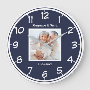 Grande Horloge Ronde Photo de couples modernes pour mariage et annivers