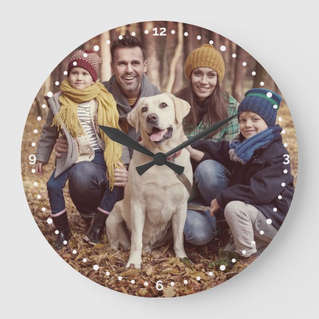 Grande Horloge Ronde Photo de Custom Family (Recto)
