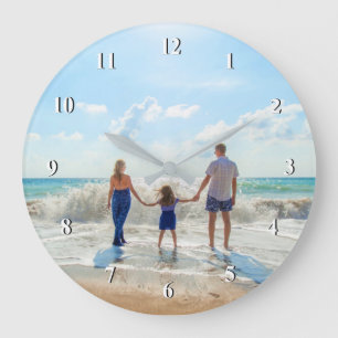 Grande Horloge Ronde Photo de Custom - Your Own Design - Summer - Famil